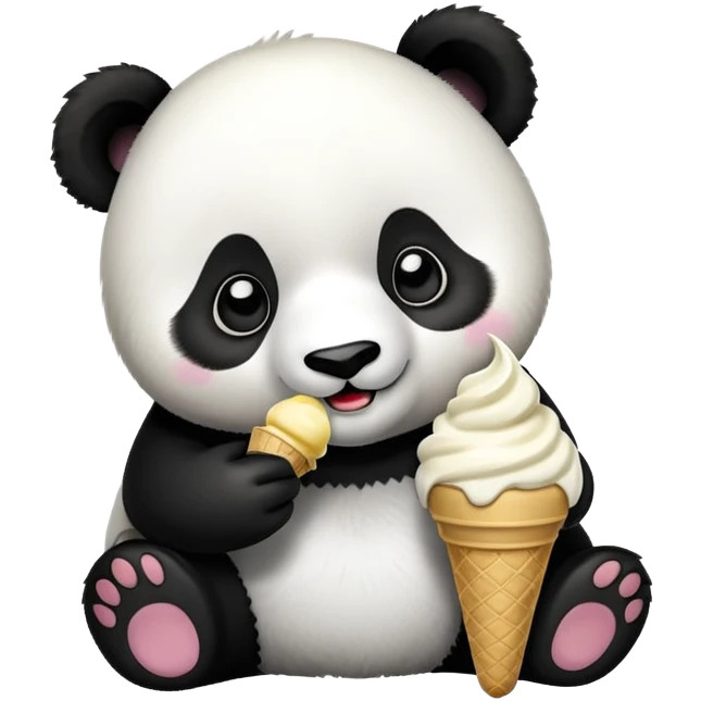 Panda eating ice cream emoji