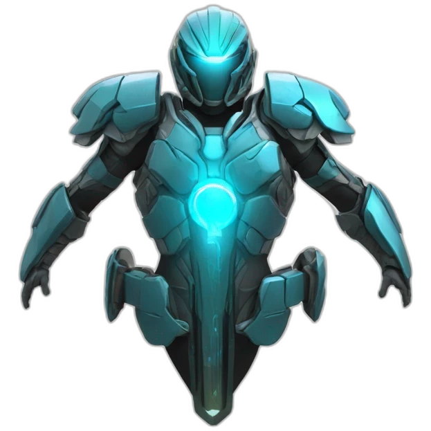 futuristic armored Omega Energy breastplate radiating omega energy emoji