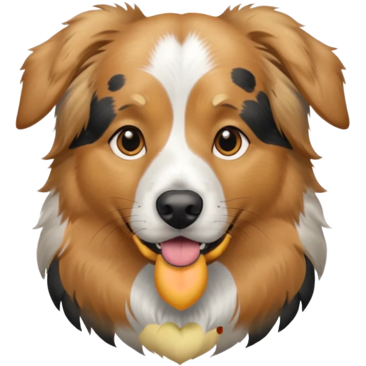 Australian Shepherd golden retriever tan eyebrows around nose and mouth black and speckled grey fur on chest. emoji