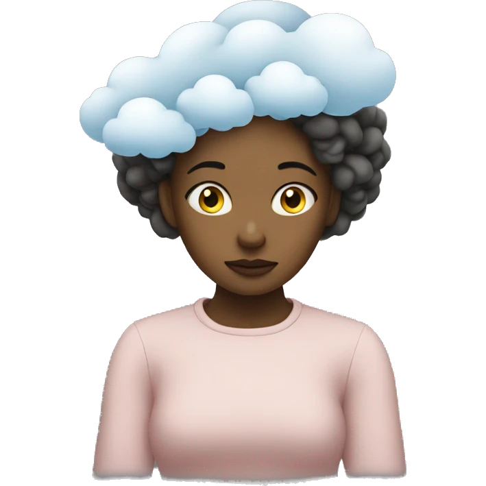 thinking girl with cloud of thoughts  emoji
