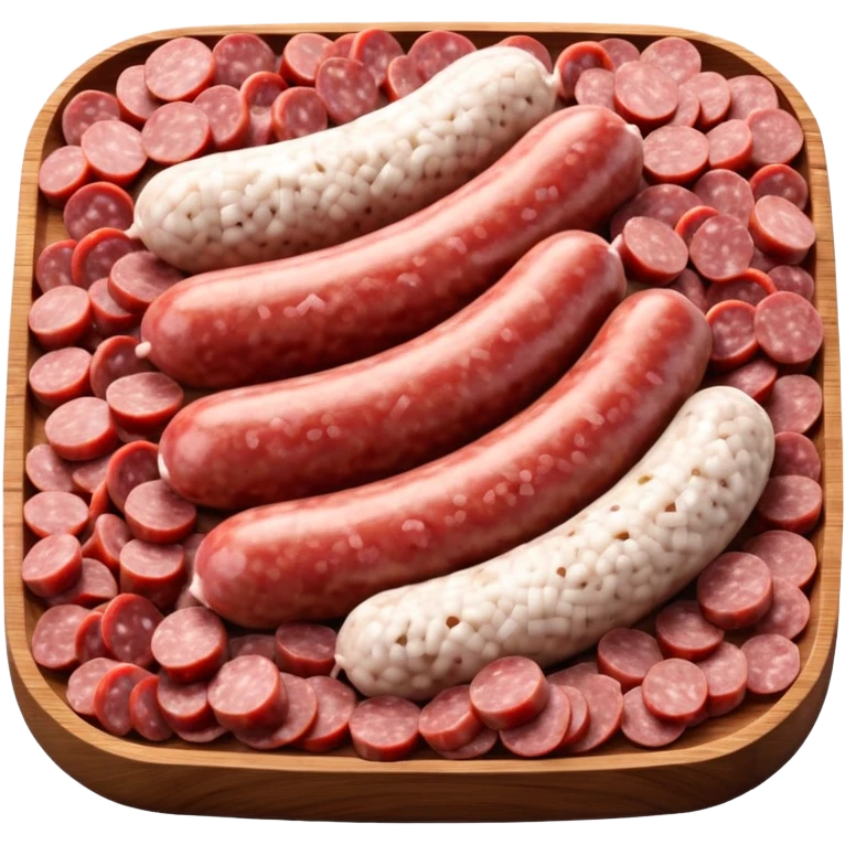 portion of raw sausage filling, coarse grind, pink-red meat, visible white fat, moist uneven texture, natural color variation, unprocessed look, clean 3D rendering, soft light, subtle shadow, no background elements, no anthropomorphic features, transparent background, emoji scale emoji