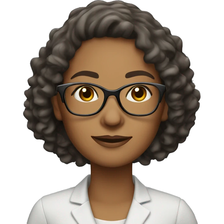 withe woman teacher of English with medium curly hair and glasses  emoji