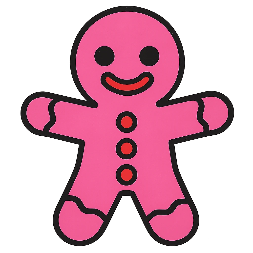 vibrant toon style pink gingerbread man emoji