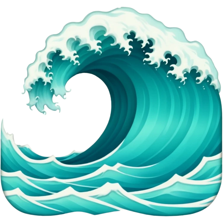 Create a highly polished, 3D game UI–style illustration of a  SEA WAVE emoji