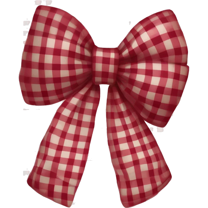 Dark red gingham bow emoji
