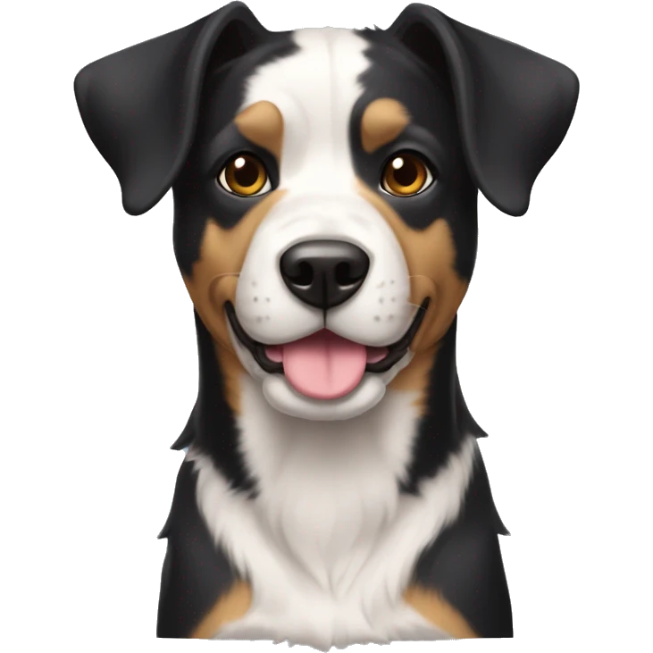 black tri color american bollie with cropped ears emoji