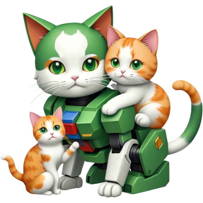 Green gundam petting cat emoji