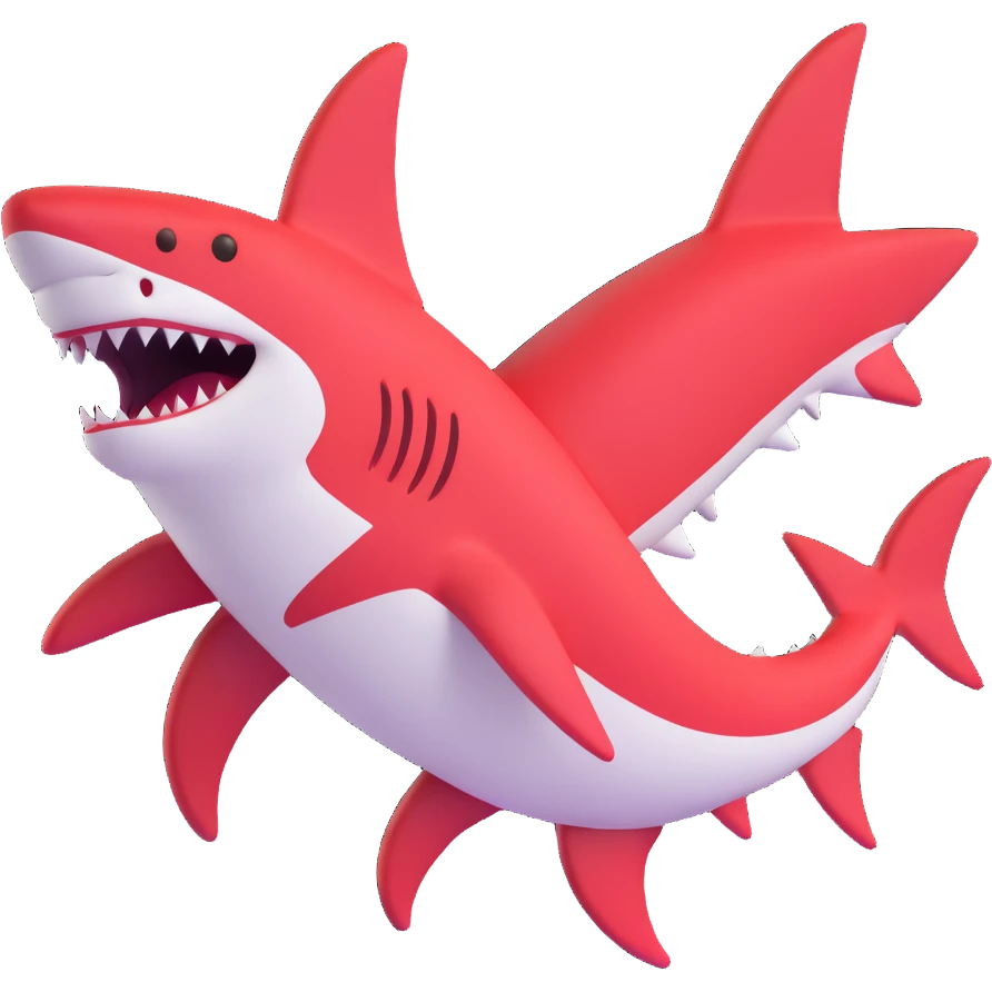 shark with red and white Air Jordans on its fins and back fin emoji