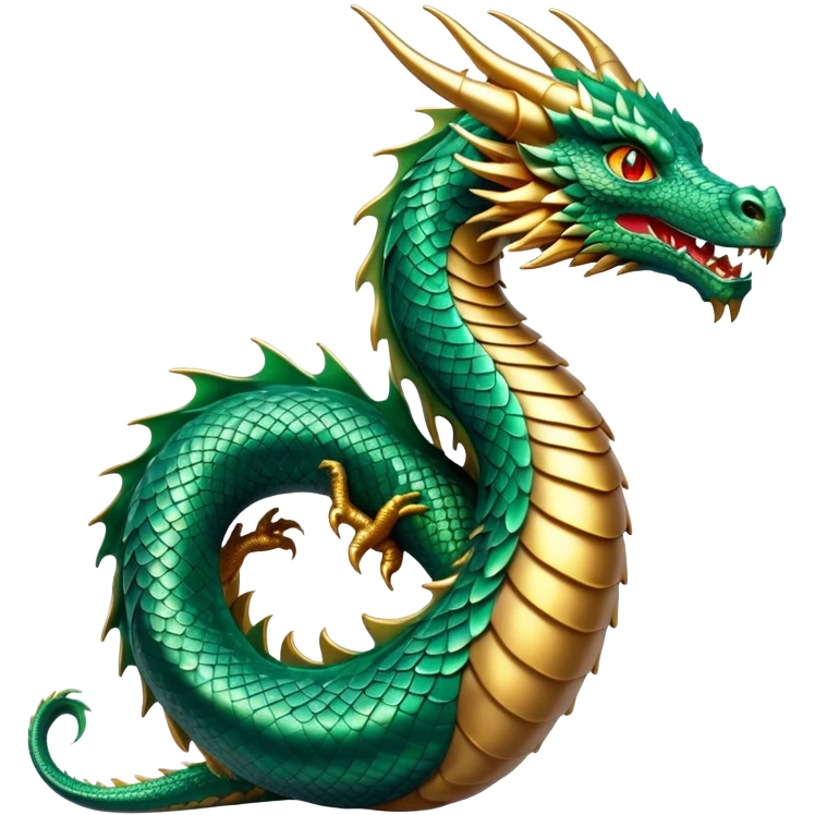 cinematic-noble-dragon-portrait-emoji,-poised-and-majestic,-with-a-sinuous,-elongated-body-covered-in-intricately-detailed,-shimmering-scales-in-hues-of-emerald-and-gold,-and-piercing,-fiery-eyes-that-reflect-ancient-wisdom; emoji