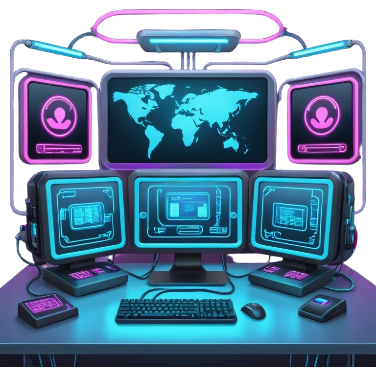 cyberpunk hacker terminal command center emoji