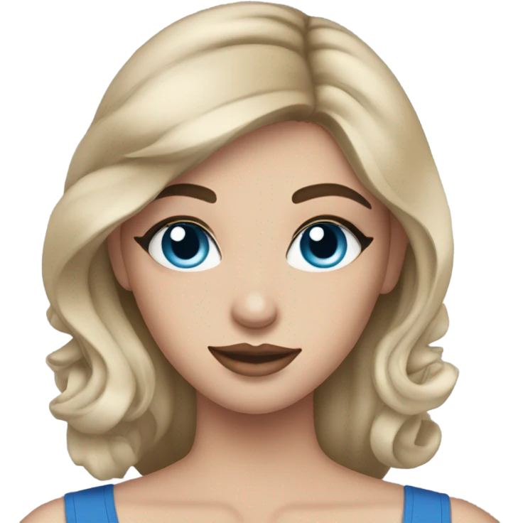 Brunett white girl with blue eyes and makeup kit emoji