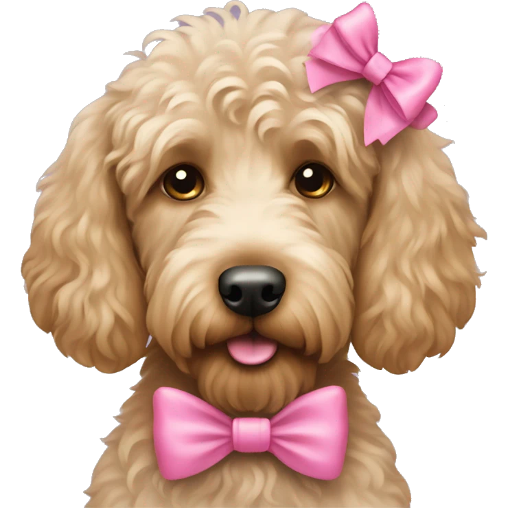 Labradoodle with a pink bow emoji