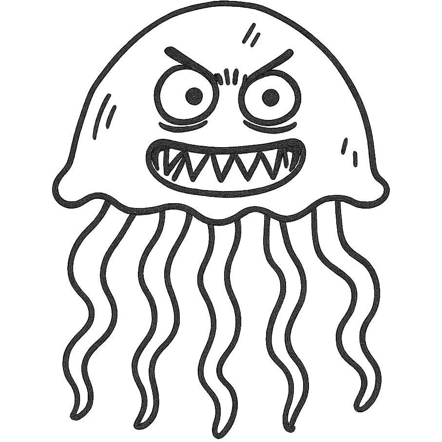 A scary crazy jellyfish emoji