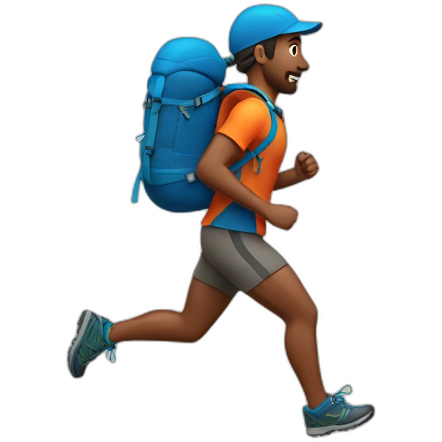 trail runner with backpack in the mountains emoji