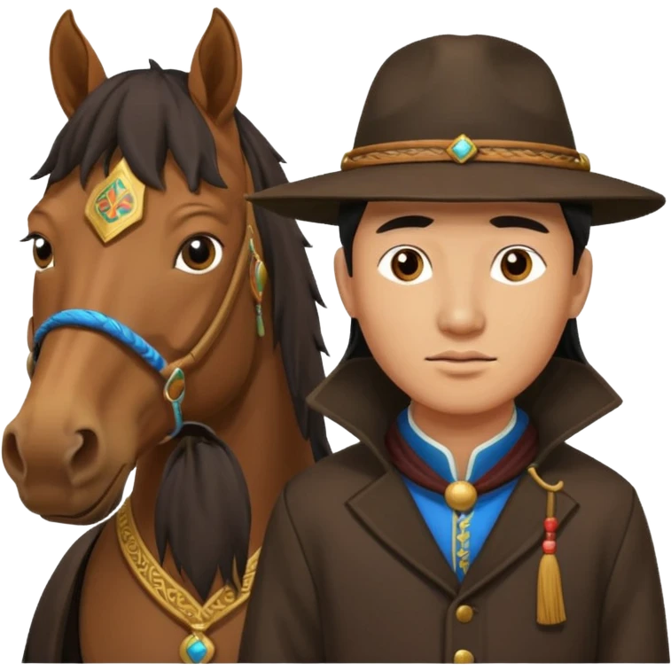 Cheval mongol avec chapeau emoji