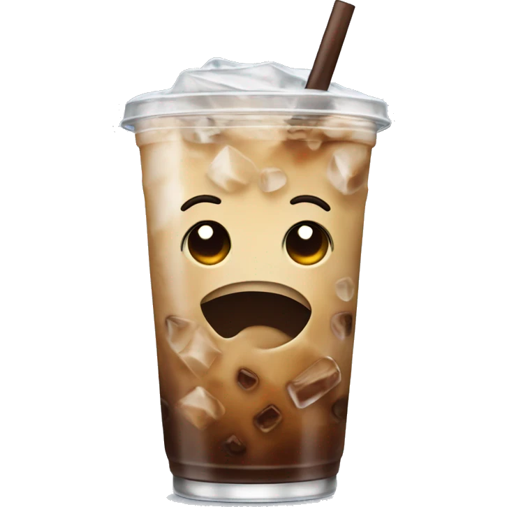 Iced coffee with iced cubes visible emoji