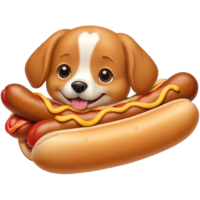 Create a dog eating a hotdog  emoji