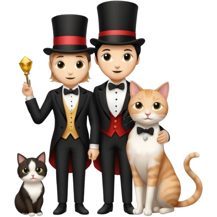 magician couple and their pet cat emoji