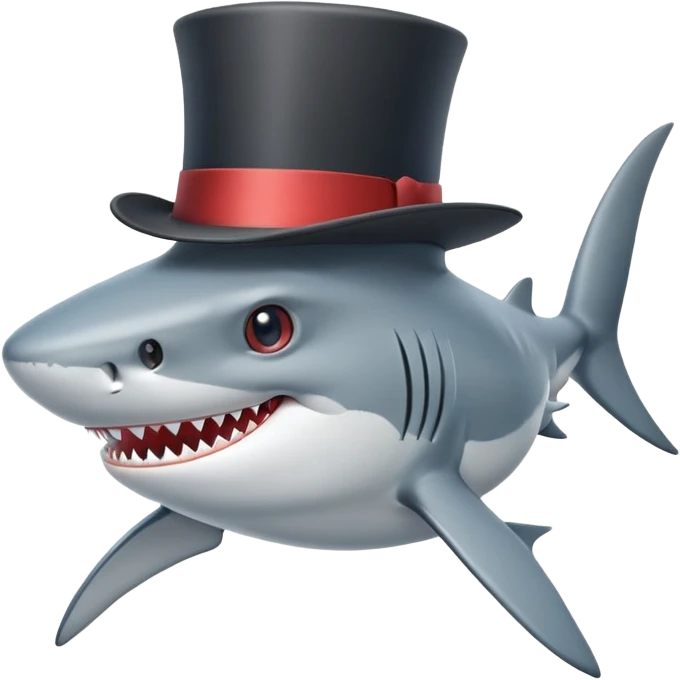 Shark with a top hat emoji