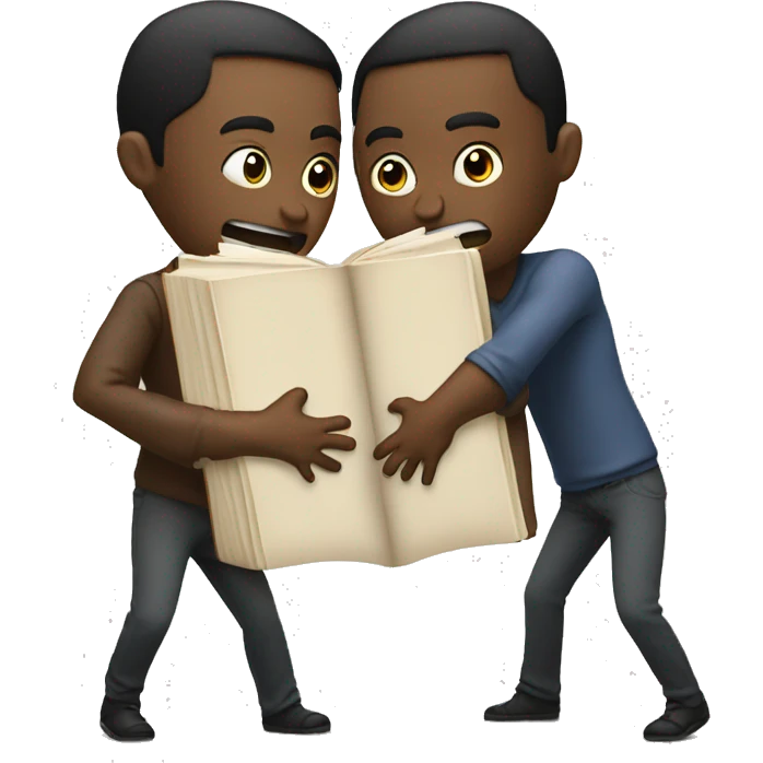 Two people fighting over a book emoji