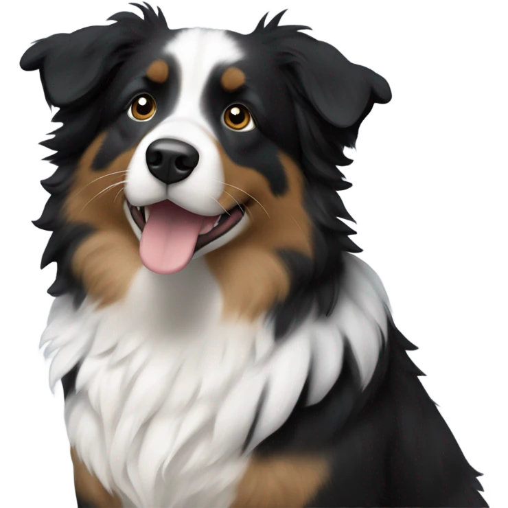 black and white fluffy male mini australian shepherd  emoji