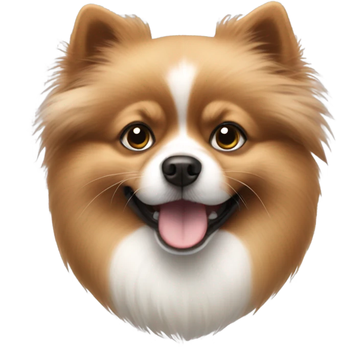 Black, white and brown bald Pomeranian dog emoji