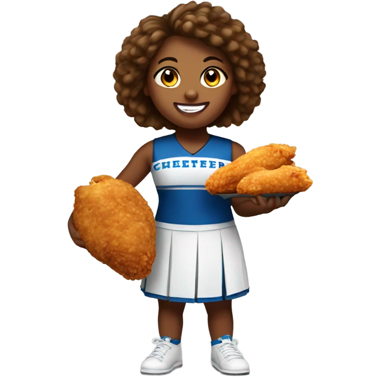 cheerleader holding fried chicken emoji