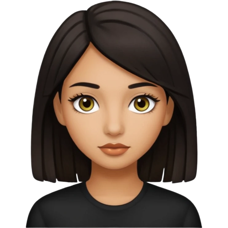 girl with olive skin dark medium hair  eyes long lashes  emoji