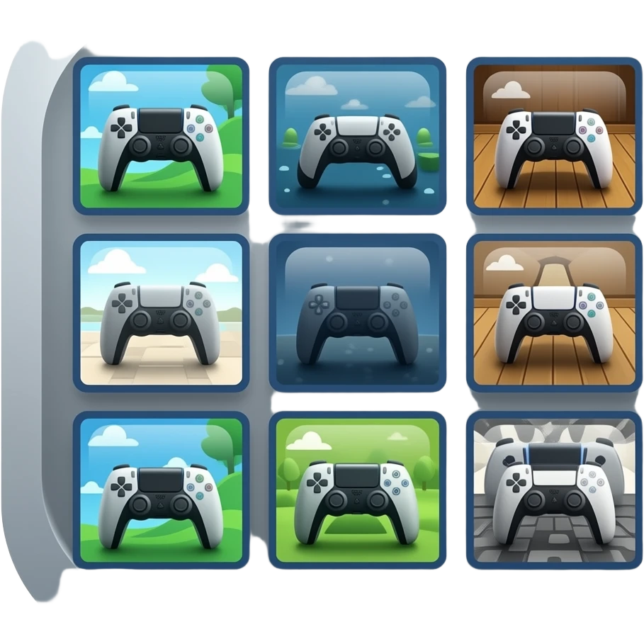 icone avec a l interieur des petite photo qui montre des screen de jeux video ps5 emoji