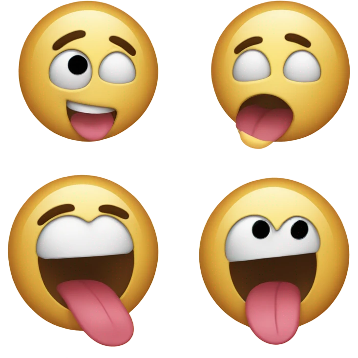 A playful face with wide, round eyes and a small nose. The mouth is open with the tongue sticking out straight, conveying a lighthearted, teasing expression. The overall look is fun and mischievous. emoji