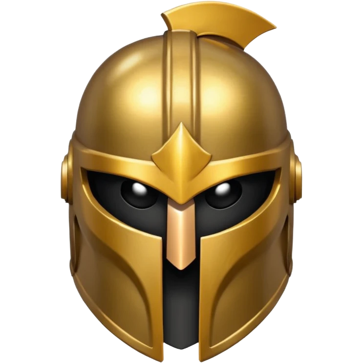 Gold spartan helmet the face is blacked out white eyes  emoji