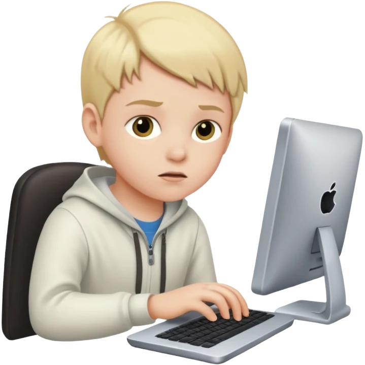 a white child programs on a computer emoji