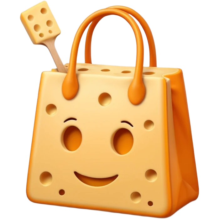 Emoji minimalista de una bolsa naranja de Cheese Tris estilo caricatura, con algunos palitos de queso visibles y líneas simples tipo emoji emoji