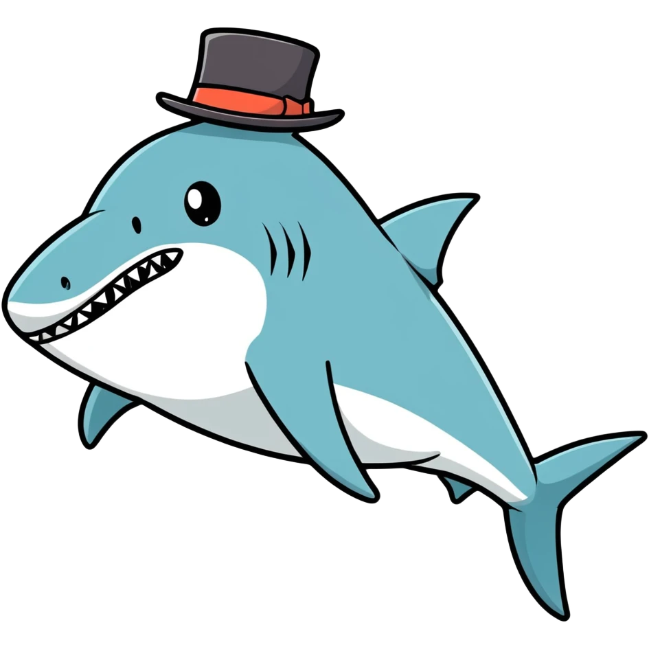 Shark with a top hat emoji