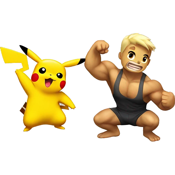 Pikachu cheering a bodybuilder in training  emoji