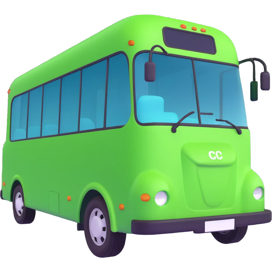 modern bright green coach with smooth curves side view cheerful clean design emoji