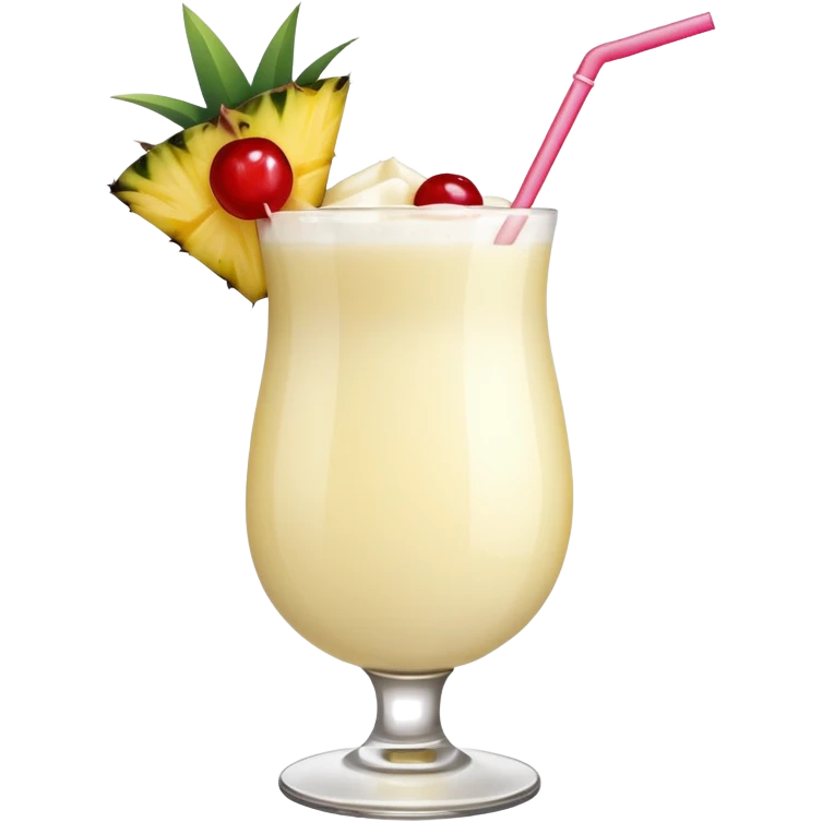 Pina colada cocktail with pineapple and cherry garnishes  emoji