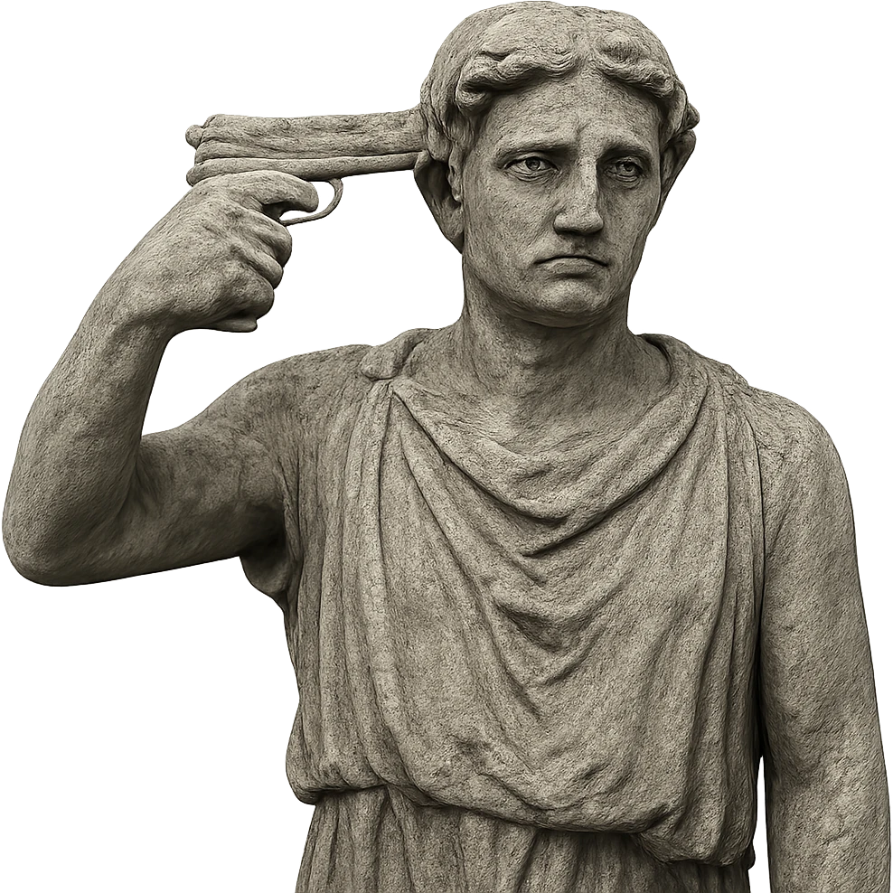 stone statue shooting itself in the head emoji
