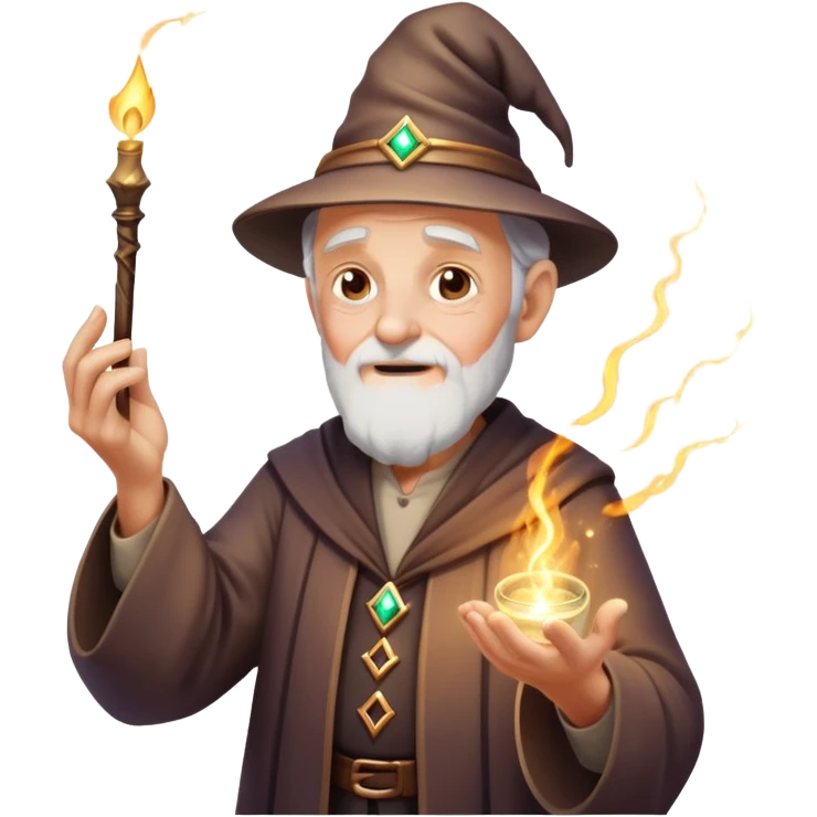 old man casting a magic spell with sparkles and magic effects emoji