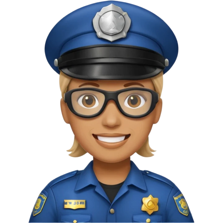 smiling police officer with welding goggles emoji