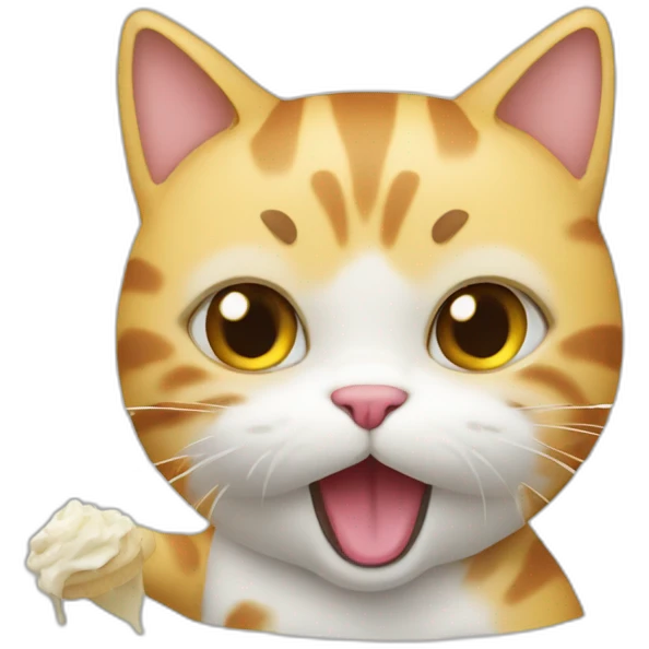 Un chat qui mange une glace emoji