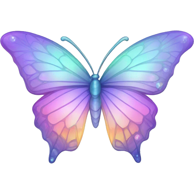 Pastel rainbow-gradient iridescent crystal butterfly emoji