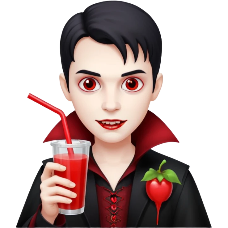 vampire using a juice box emoji