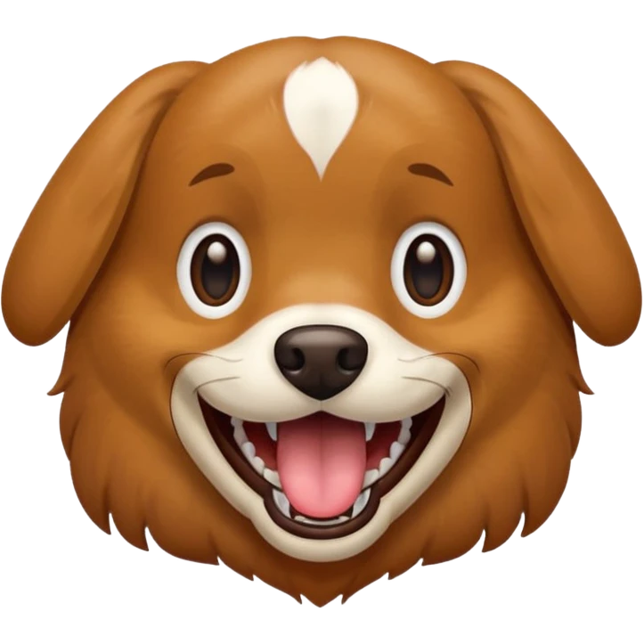 Dog with big smiling mouth but no teeth. Base the image off of the character "DogDay" emoji