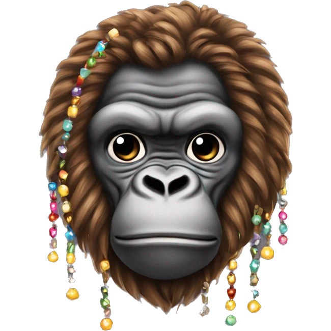 Gorilla with braids and beads with ab bink bow emoji