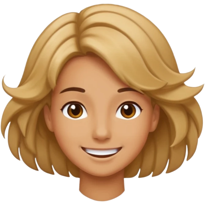 Smiley hair flip emoji