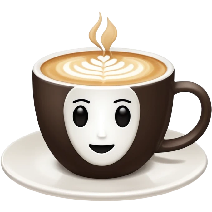 a flat white coffee without a face in a clean white coffee mug witout anyhing on it. there is latte art in the coffee emoji