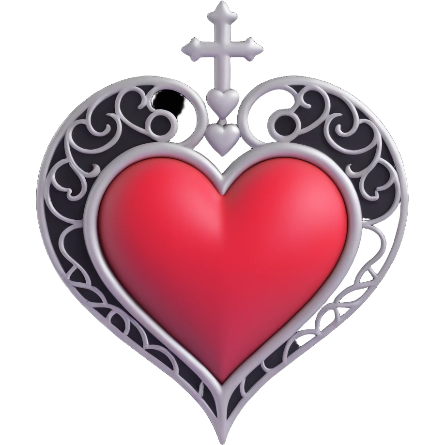 gothic heart with black and silver accents emoji
