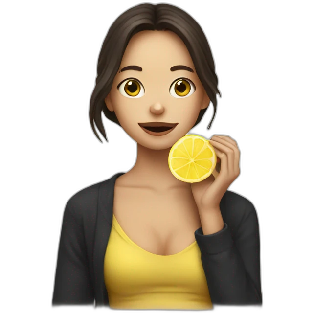 Jennie eating a lemon emoji
