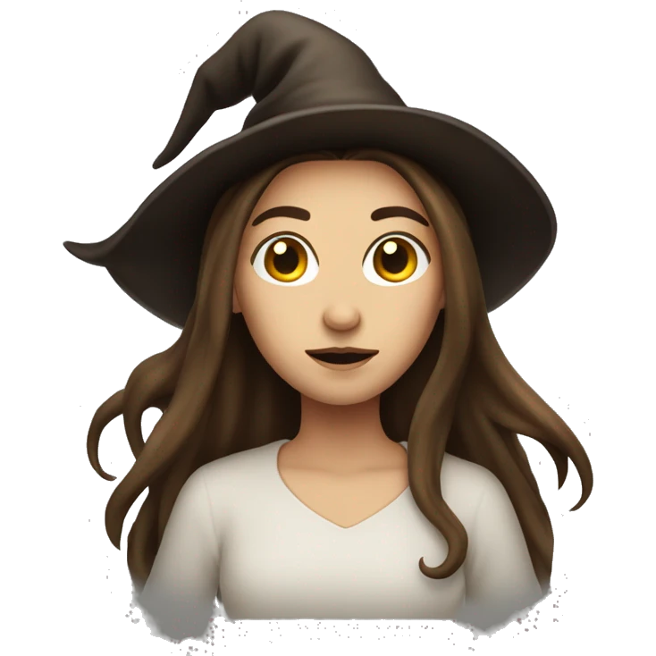 Witch with long brown hair mysterious vibe emoji